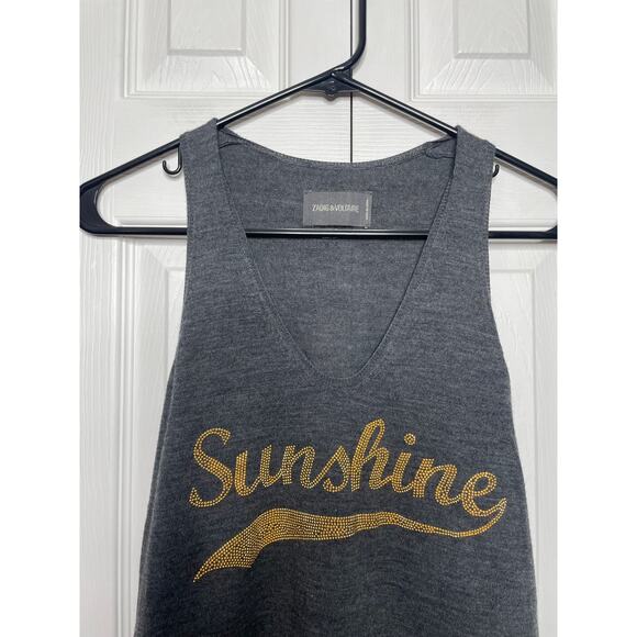Zadig & Voltaire Womens Sunshine 100% Merino Wool Tank Top Size XS Gray - Picture 2 of 7